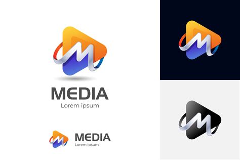 vector Media Play with Letter M Logo Design, Media Player Logo Icon ...