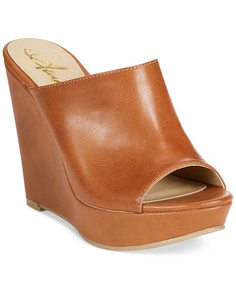 American rag Sloan Platform Wedge Mules in Brown | Lyst