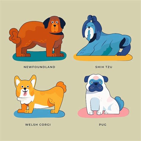 Free Vector | Hand drawn dog breeds element collection