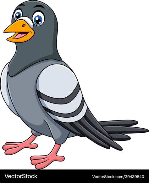 Cute pigeon bird cartoon Royalty Free Vector Image