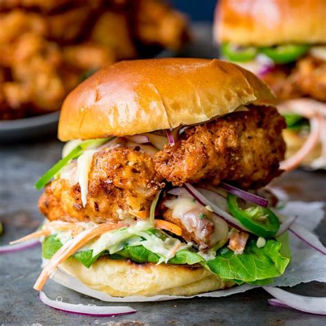 Crispy Chicken Burger with Honey Mustard Coleslaw | Crispy chicken burgers, Chicken burgers ...