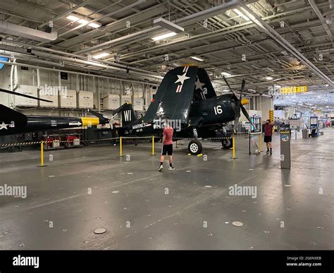 Inside the Hangar Deck on the USS Midway aircraft carrier museum in San ...