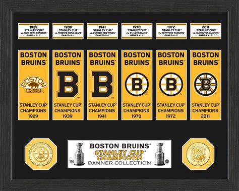 Highland Mint NHL Boston Bruins Stanley Cup Banner Photo Mint Collection