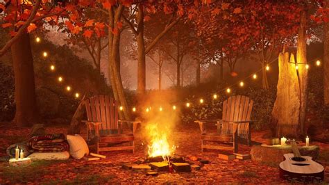 Cozy Fireplace in the Autumn Forest - Cozy Fall Ambience - Crackling ...