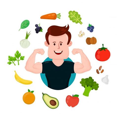 Pumped-up Sport Fitness Young Man Around Vegetables And Fruits. | Healthy diet tips, Super ...