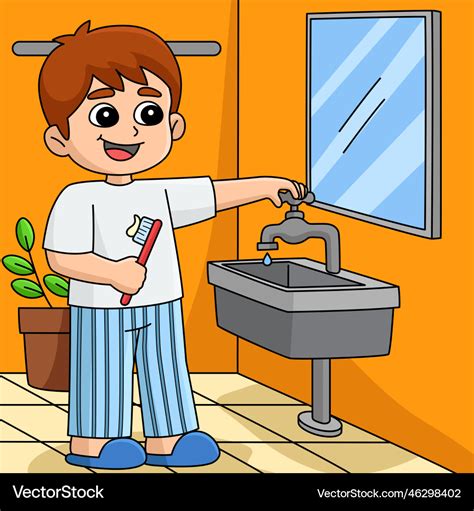 Boy conserving water colored cartoon Royalty Free Vector