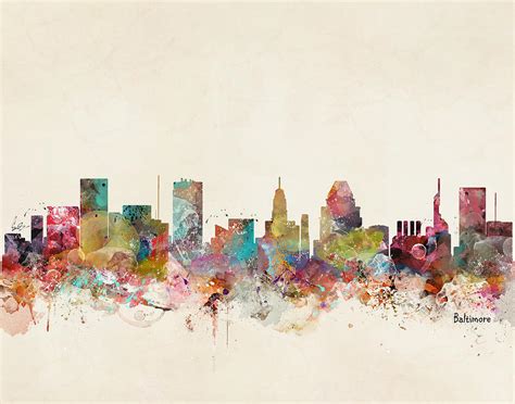 Baltimore Maryland Skyline Painting by Bri Buckley | Pixels