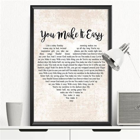 Jason Aldean You Make It Easy Poster Lyrics Poster Unframe | Etsy