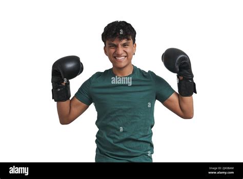 Young peruvian boxer guts pose, smiling and looking at camera, isolated Stock Photo - Alamy