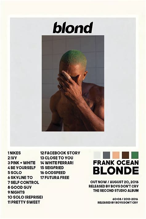 Frank Ocean Posters Blonde Album Cover Poster Cool Wall Decor Art Print Posters for Room ...