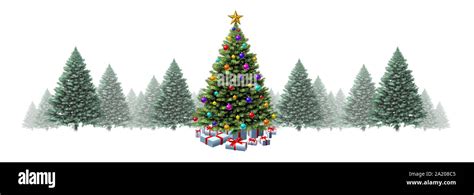 Christmas Tree Border : Christmas Tree Border Design Isolated On White ...