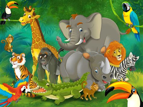 Banco de Imágenes Gratis: Ilustración de animales en la selva - Dibujos para niños