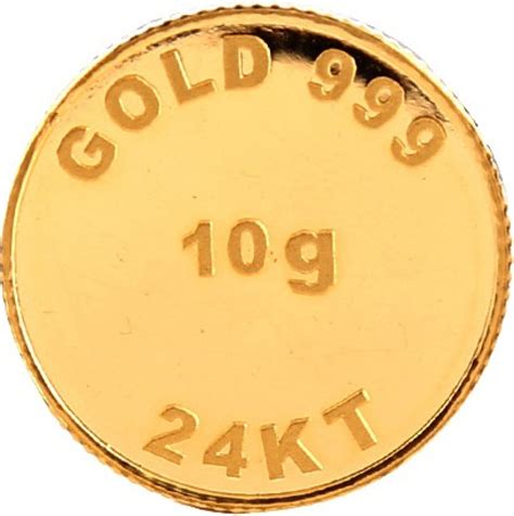 Bangalore Refinery Brpl 10 Gram 24kt Purity Coin 24 (999) K 10 g Gold ...