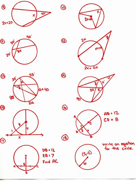 Circle Theorems Worksheet And Answers