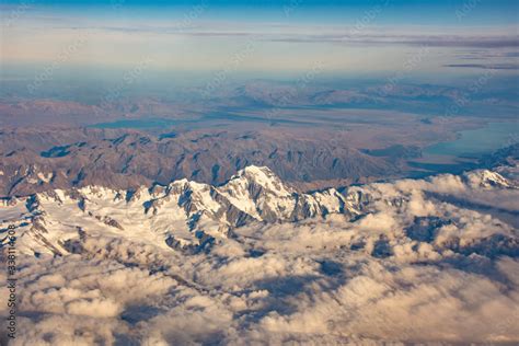 An aerial view of Mount Cook / Aoraki and lake Pukaki in New Zealand Stock Photo | Adobe Stock