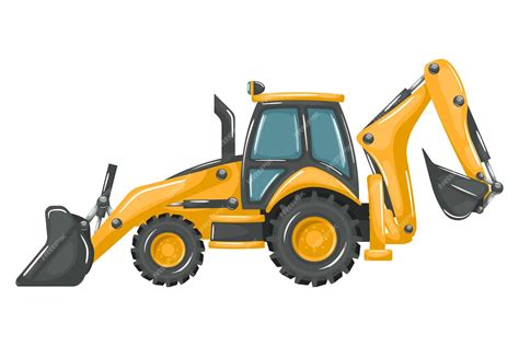 Premium Vector | Heavy machinery with cartoon style yellow backhoe for ...