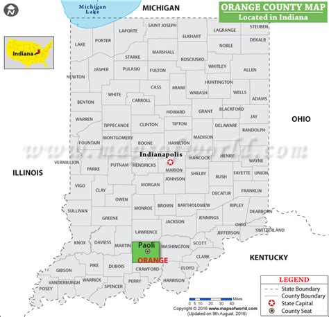 Orange County Map, Indiana