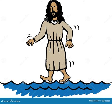 Jesus Walking on Water stock vector. Illustration of lake - 22756637