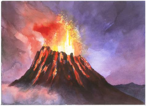 Hawaii Volcano watercolor 10 X 14 print