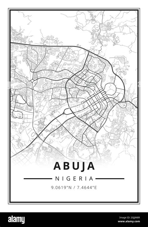 Abuja City Map - Artistic Street Map of Nigeria