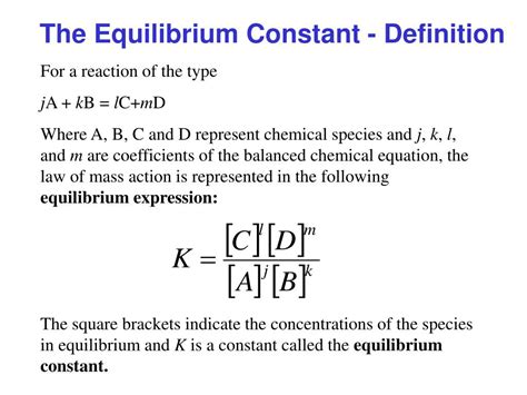 PPT - The Equilibrium Condition, the Equilibrium Constant and ...