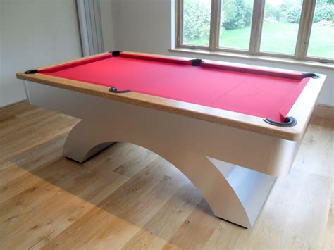 Oak Cushion / Red - Arched Contemporary English Pool Table