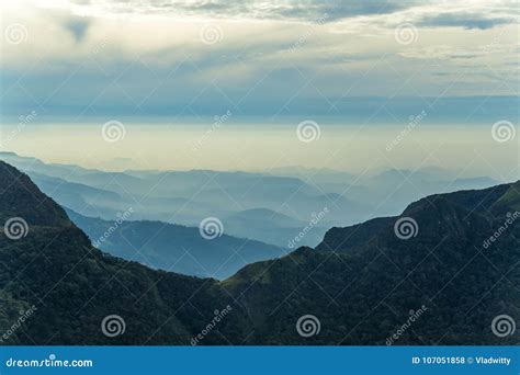 Mountains Landscape Cloud Forest. Worlds End in Horton Plains Na Stock ...