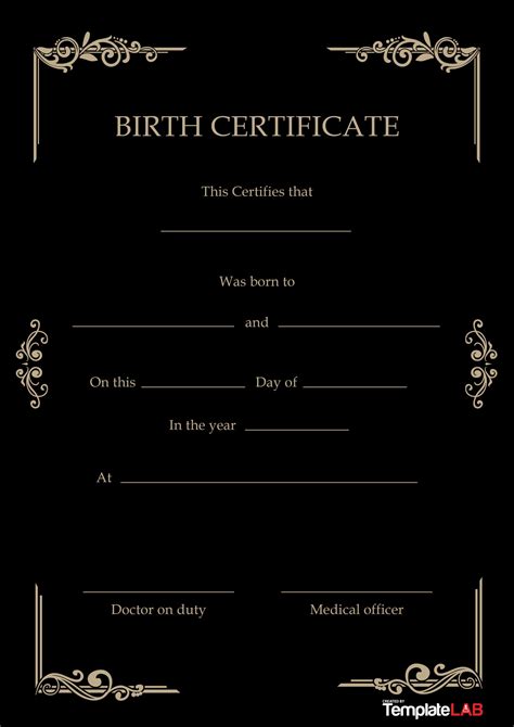 Baby Birth Certificate Template | DocTemplates