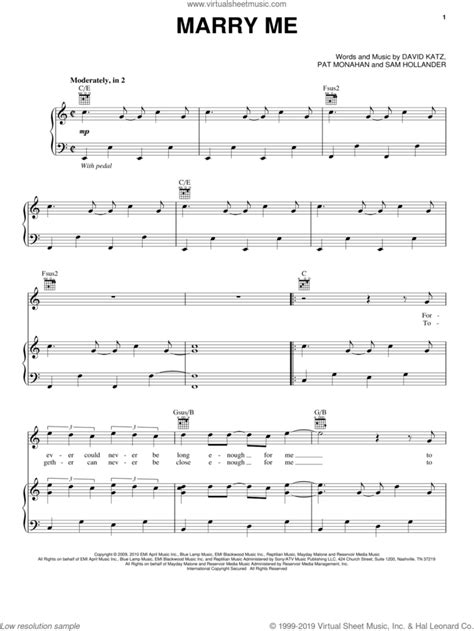 Train: Marry Me sheet music for voice, piano or guitar (PDF)