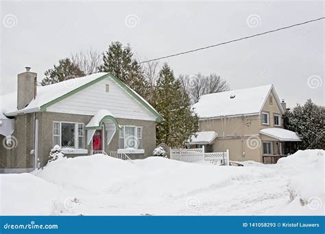 Typical Canadian Houses in the Snow Editorial Stock Photo - Image of ...