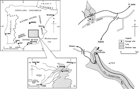 Locations of the Alcaraz and El Jardin sample sites in central Spain ...