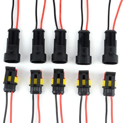 5 Pairs Waterproof Male Female Electrical Connectors Plug 2 Pin Way With Wire For Car Motorcycle ...