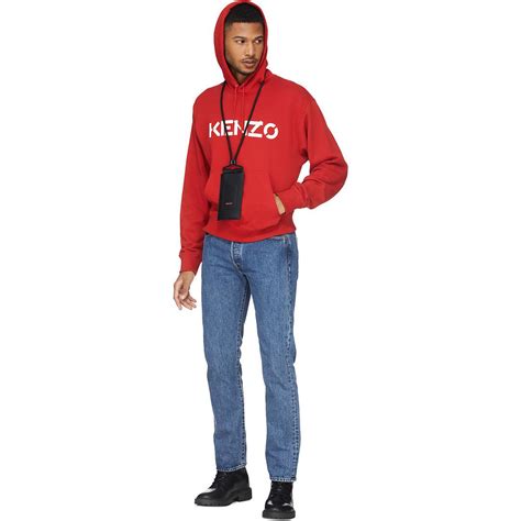 KENZO Cotton Logo Hoodie in Cherry (Red) for Men - Lyst