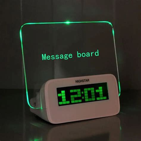 New LED Fluorescent Message Board Digital Alarm Clock Calendar Night ...