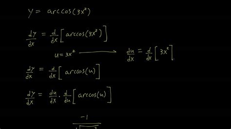 Derivative of arccos(3x^2) - YouTube