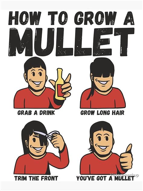 "How To Grow A Mullet, Funny Mullet " Poster by Vintagemashup | Redbubble