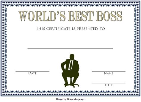 Printable Best Boss Certificate Template - Printable Word Searches