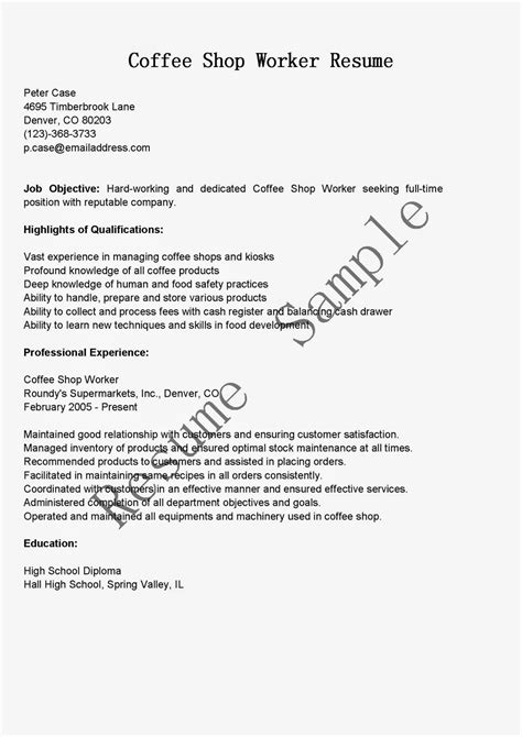 Resume Samples: Coffee Shop Worker Resume Sample