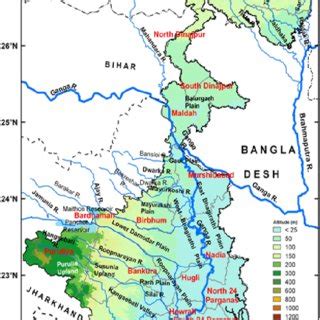 District Map Of West Bengal Showing Physiographic Features And River ...