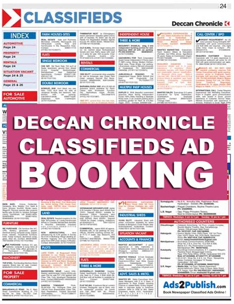 Deccan Chronicle Classified Ad Booking- DC Advertisement Hyderabad