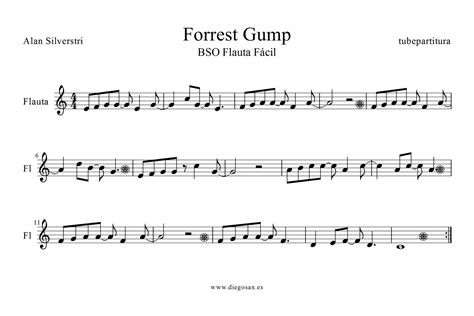 tubescore: Forrest Gump Suite Sheet music for Flute by Alan Silvestri Recorder music score ...