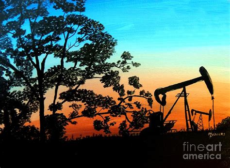 Oil Field Sunset Painting by Penny Medders - Fine Art America