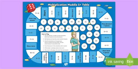 Multiplication Muddle 5x Table Board Game (teacher made)