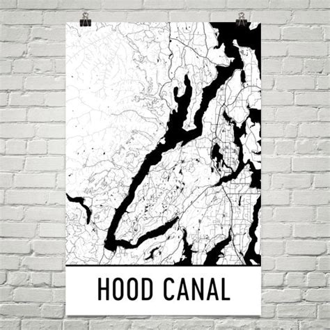 Hood Canal WA Art and Maps – Modern Map Art