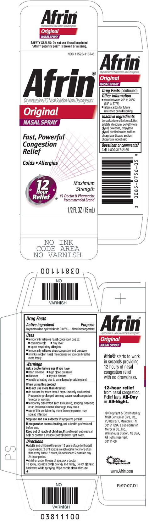 Afrin Original (MSD Consumer Care, Inc.) Oxymetazoline hydrochloride 0 ...