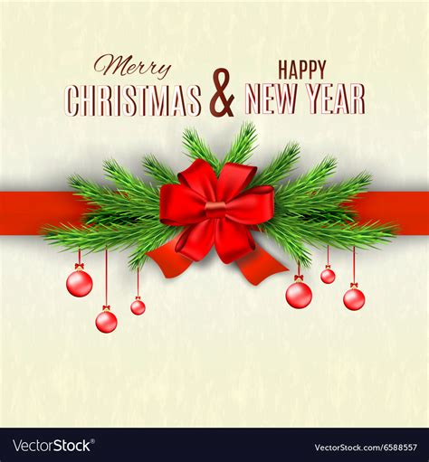 Happy new year and merry christmas greeting card Vector Image