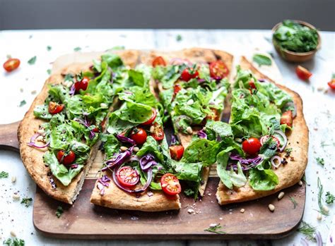 Delicious Salad Pizza | Soy Free + Vegan | Two Spoons