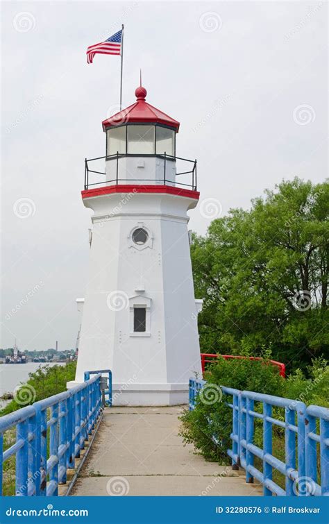 Cheboygan Crib Lighthouse, Michigan Stock Photo - Image of cheboygan ...