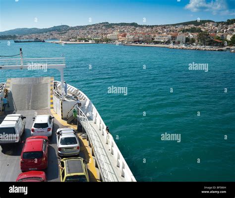 The ferry between Lixouri and Argostoli on Kefalonia island Greece ...