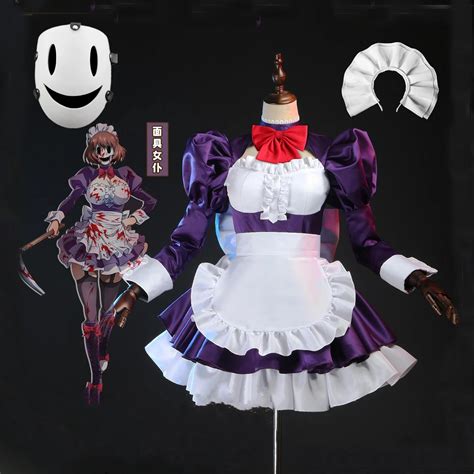 Costumes, Reenactment, Theatre High-Rise Invasion Maid-fuku Kamen Cosplay Costume Mask Wigs Book ...